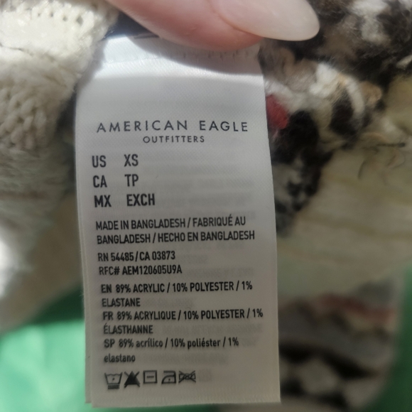 American Eagle Outfitters Cream and Brown Cardigan XS Oversized PTP 24 Length 22 - Picture 3 of 5